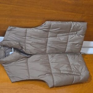 brown puffer vest